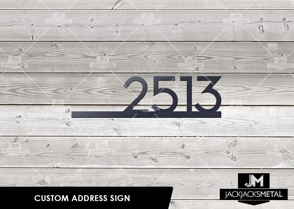 Mid Century Metal Address Number- Modern Style Horizontal Metal Address Bar - JackJacks Metal 