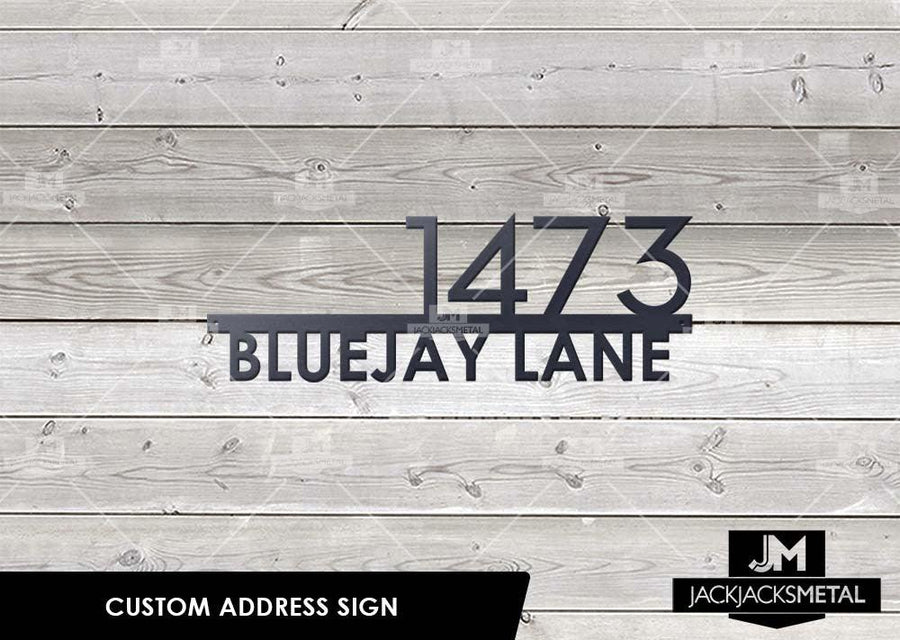 Modern Style Metal Address Bar- Custom House Address Plaque- Minimalist Address Sign - JackJacks Metal 