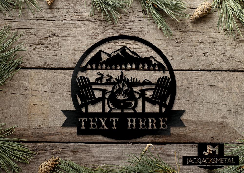 Mountain Campfire Monogram - JackJacks Metal 