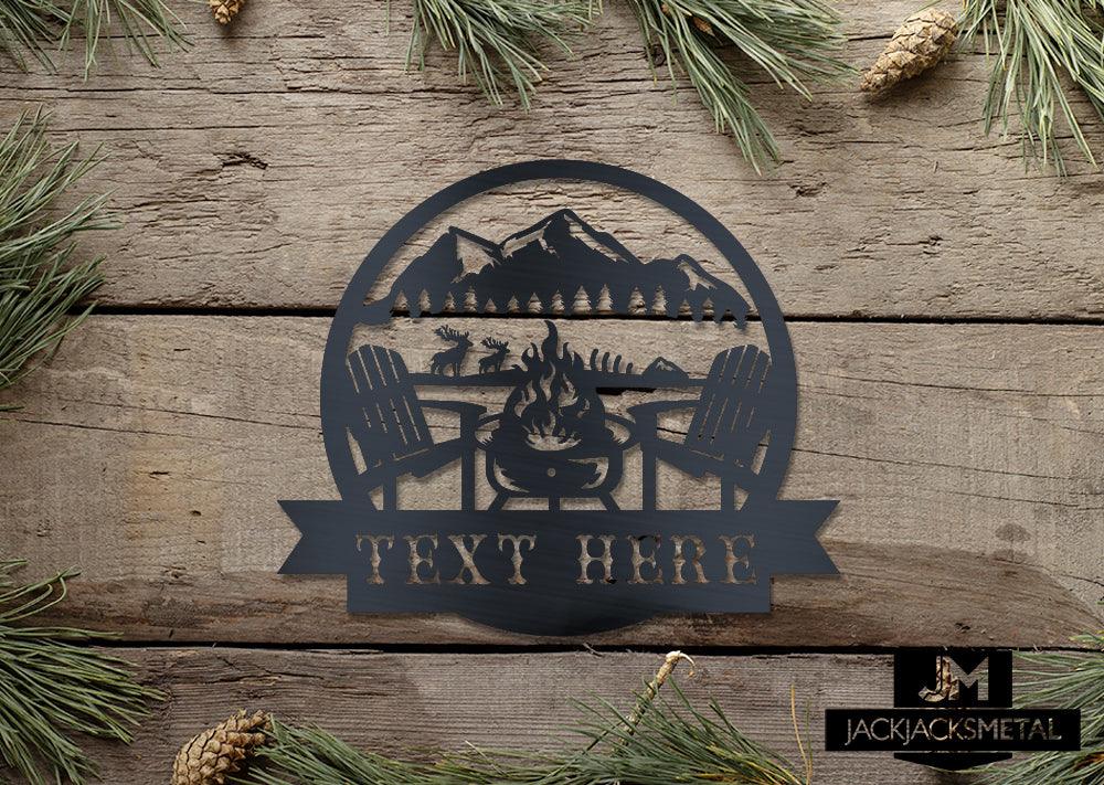 Mountain Campfire Monogram - JackJacks Metal 