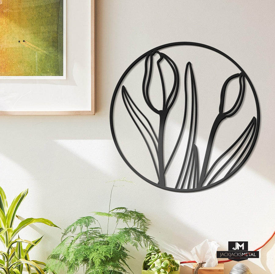 Round Botanical Metal Wall Art - JackJacks Metal 