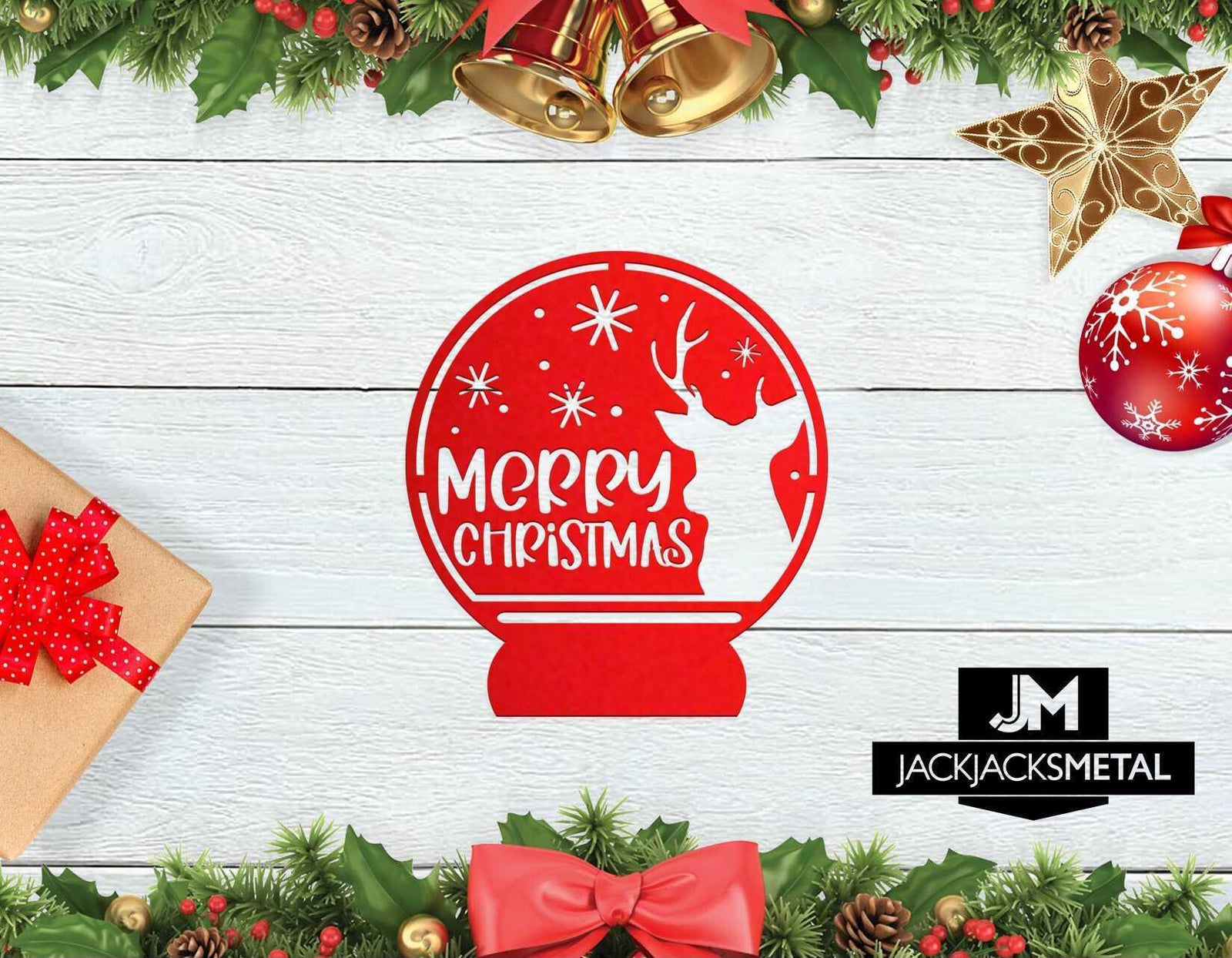 Snow Globe Wall Art - Christmas Metal Wall Design - JackJacks Metal 