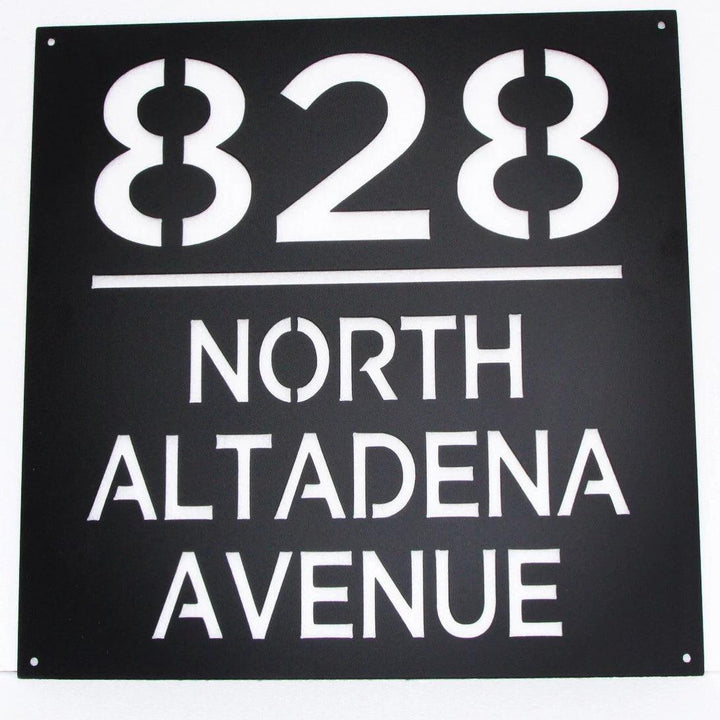 20" x 20" Custom Metal Address Sign House numbers and Street Address Sign - Plasma Cut from Mild Steel