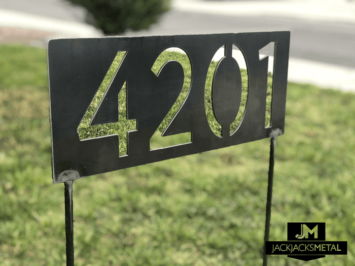 Street Address Sign Custom Metal Address Sign House Numbers with Welded Legs - JackJacks Metal 