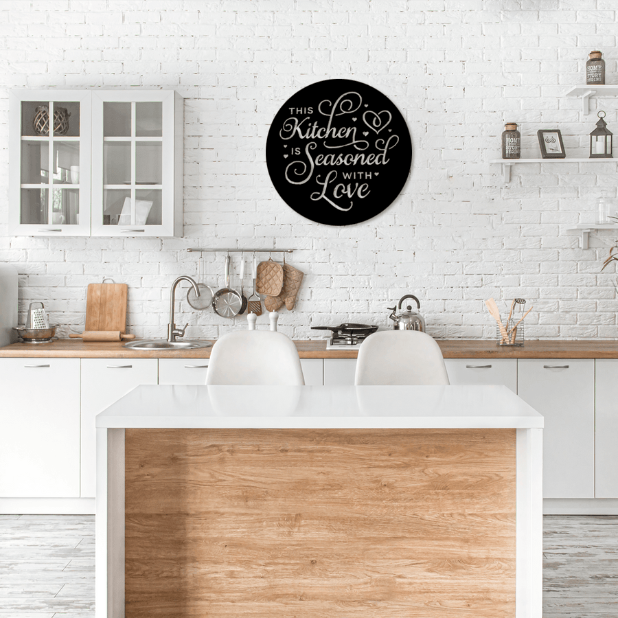 This Kitchen is Seasoned with Love Metal Word Art - JackJacks Metal 