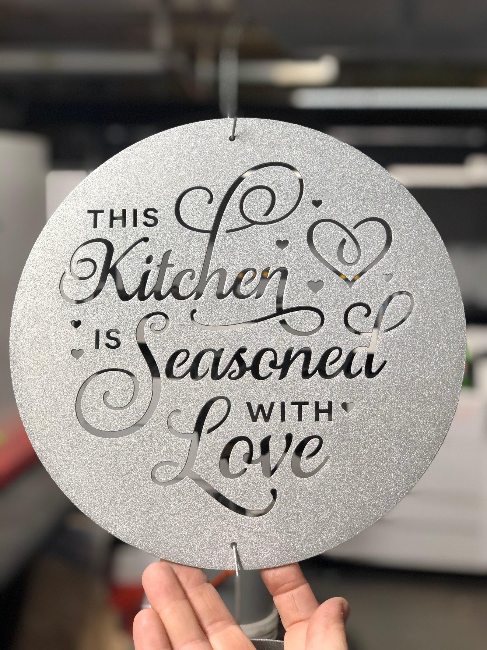 This Kitchen is Seasoned with Love Metal Word Art - JackJacks Metal 