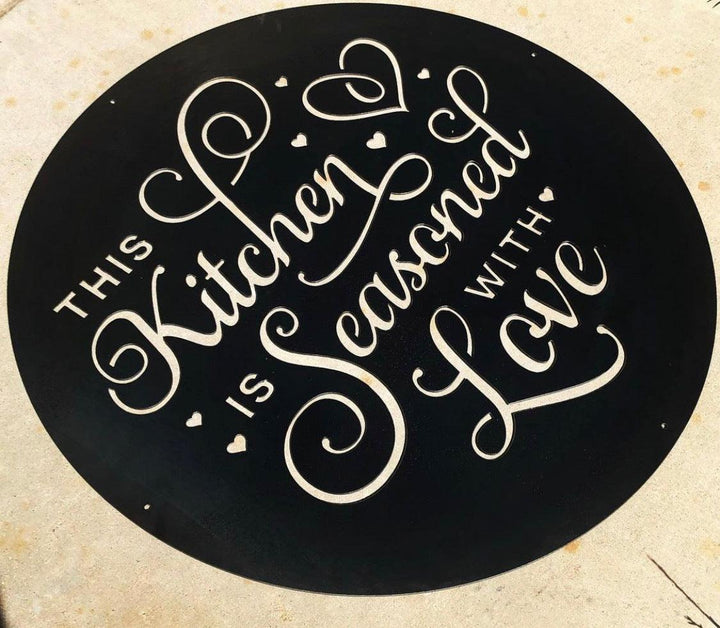 This Kitchen is Seasoned with Love Metal Word Art - JackJacks Metal 