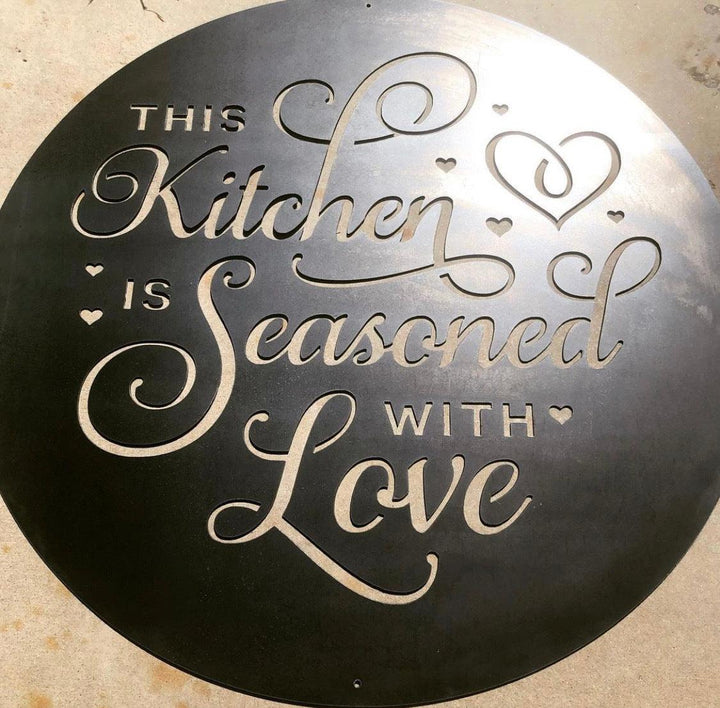 This Kitchen is Seasoned with Love Metal Word Art - JackJacks Metal 