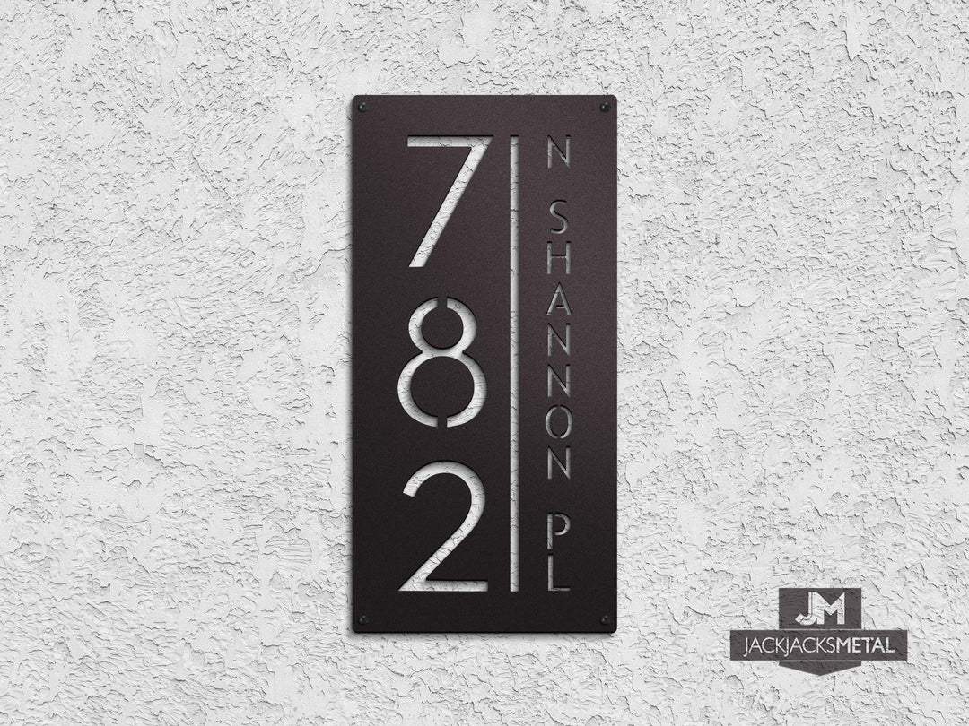 Vertical Address Plaques- Custom Metal Address Signage- Contemporary Home Address Signs - JackJacks Metal 