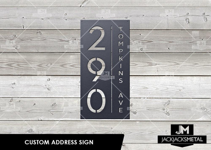 Vertical Address Plaques- Custom Metal Address Signage- Contemporary Home Address Signs - JackJacks Metal 