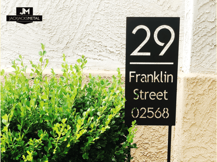 Vertical Street Address Sign Custom Metal Address Sign House Numbers with Welded Legs - JackJacks Metal 