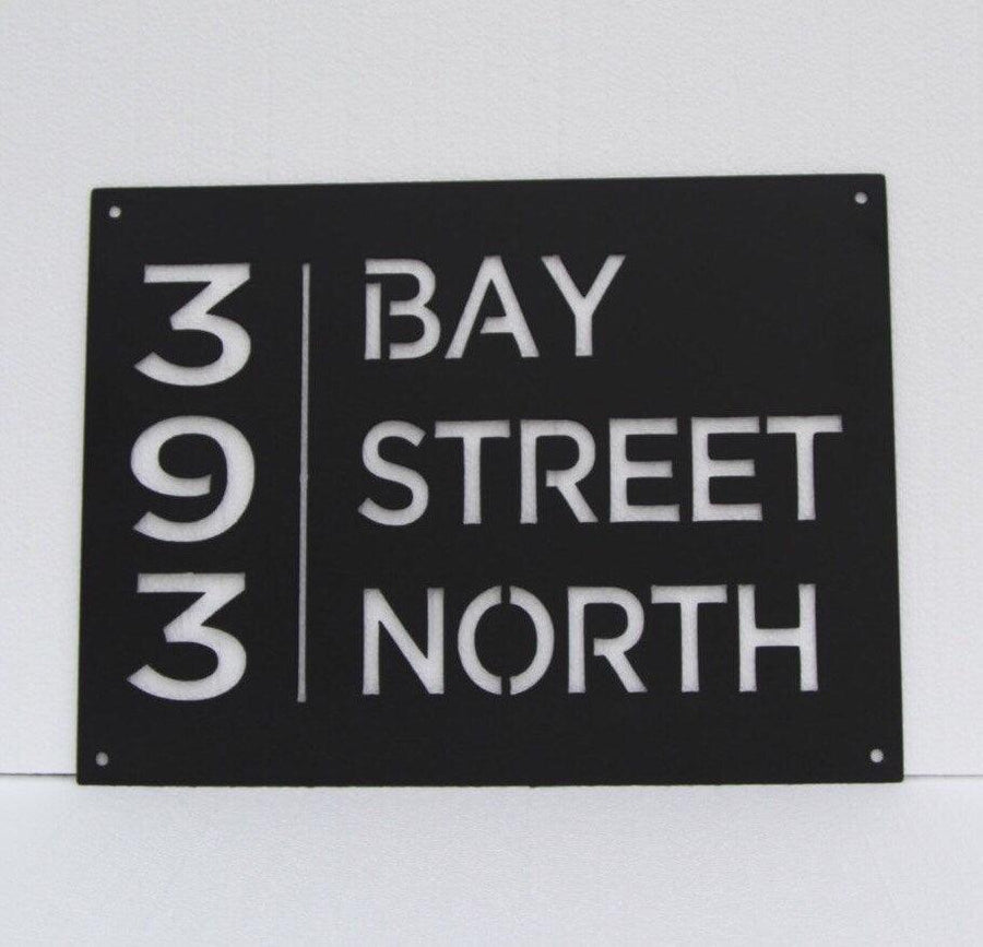 16" x 16" Square Custom Metal Address Sign House numbers and Street Address Sign - Plasma Cut from Mild Steel