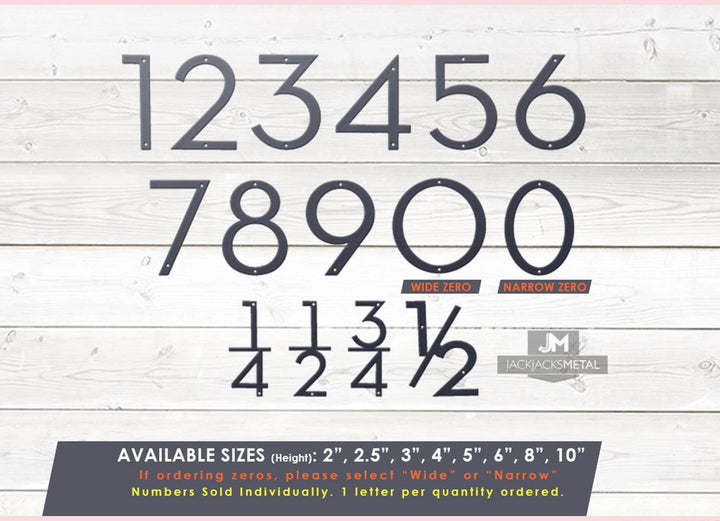 5 inch Custom Metal Address Numbers - Metal House Numbers - Street Address Numbers - Laser Cut from Mild Steel