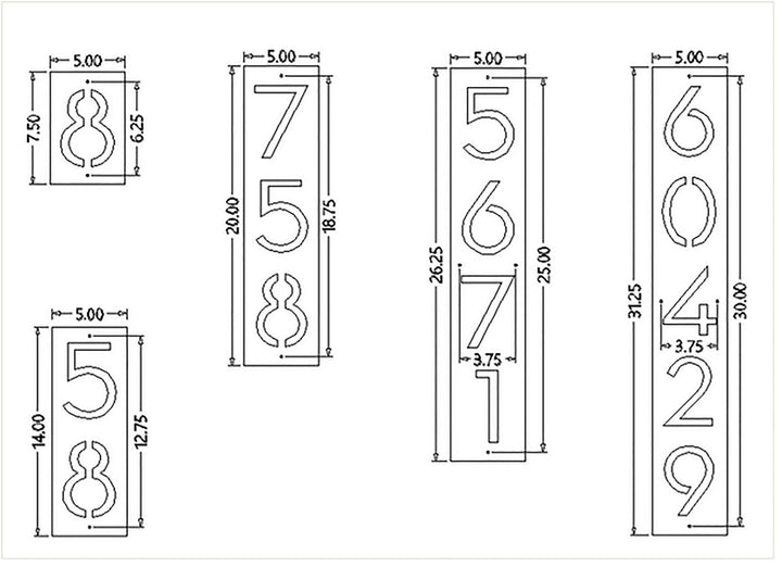 5" wide Custom Metal Address Sign House numbers and Street Address Sign - Laser Cut from Mild Steel