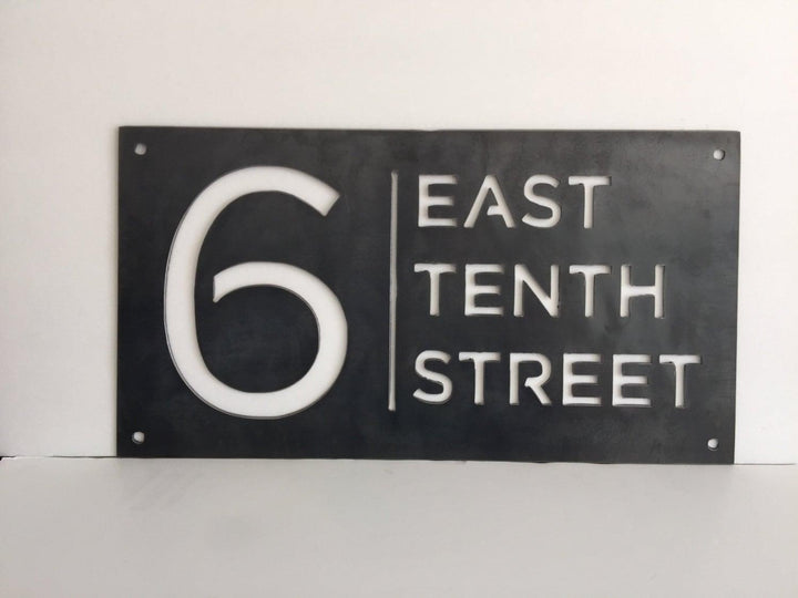 7.5" x 12" Custom Metal Address Sign - Metal House Number and Street Address Sign - Plasma Cut from Mild Steel