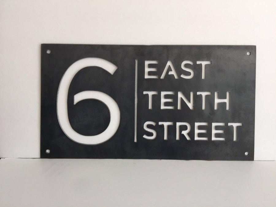 7.5" x 12" Custom Metal Address Sign - Metal House Number and Street Address Sign - Plasma Cut from Mild Steel