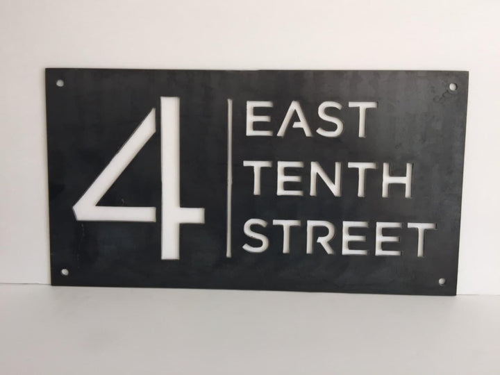 7.5" x 12" Custom Metal Address Sign - Metal House Number and Street Address Sign - Plasma Cut from Mild Steel