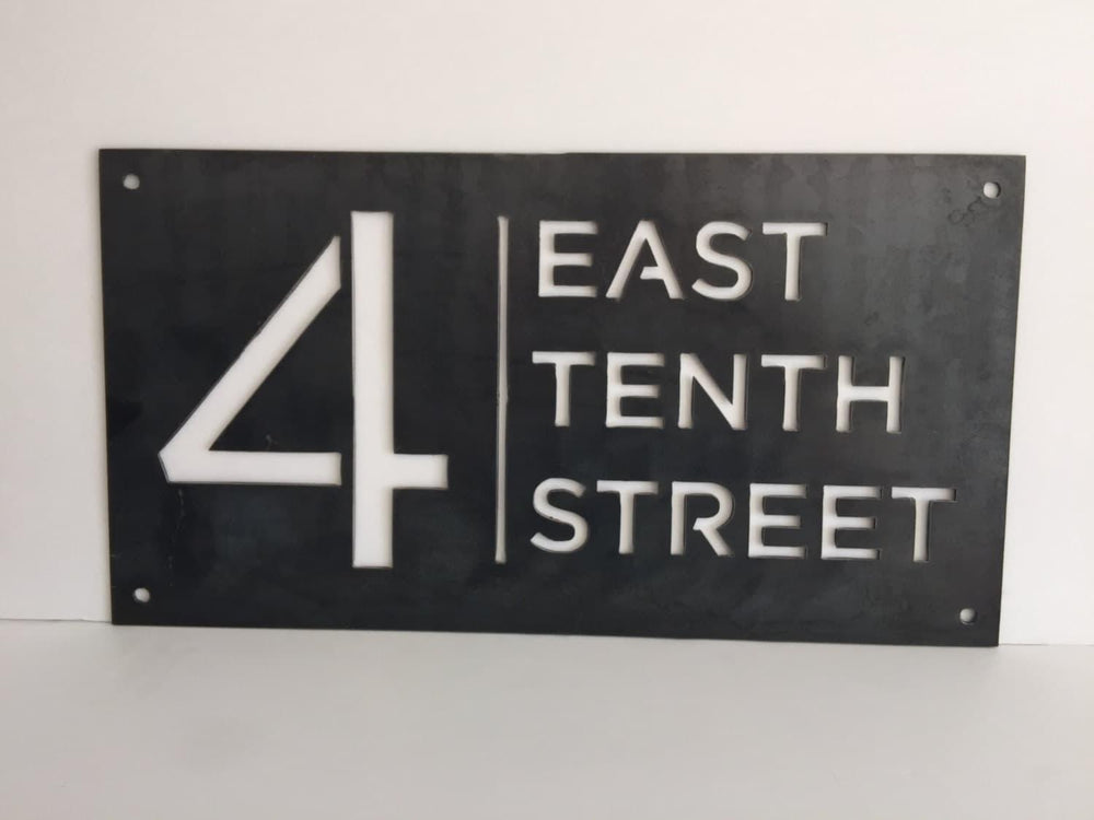 7.5" x 14" Custom Metal Address Sign House numbers and Street Address Sign - Plasma Cut from Mild Steel