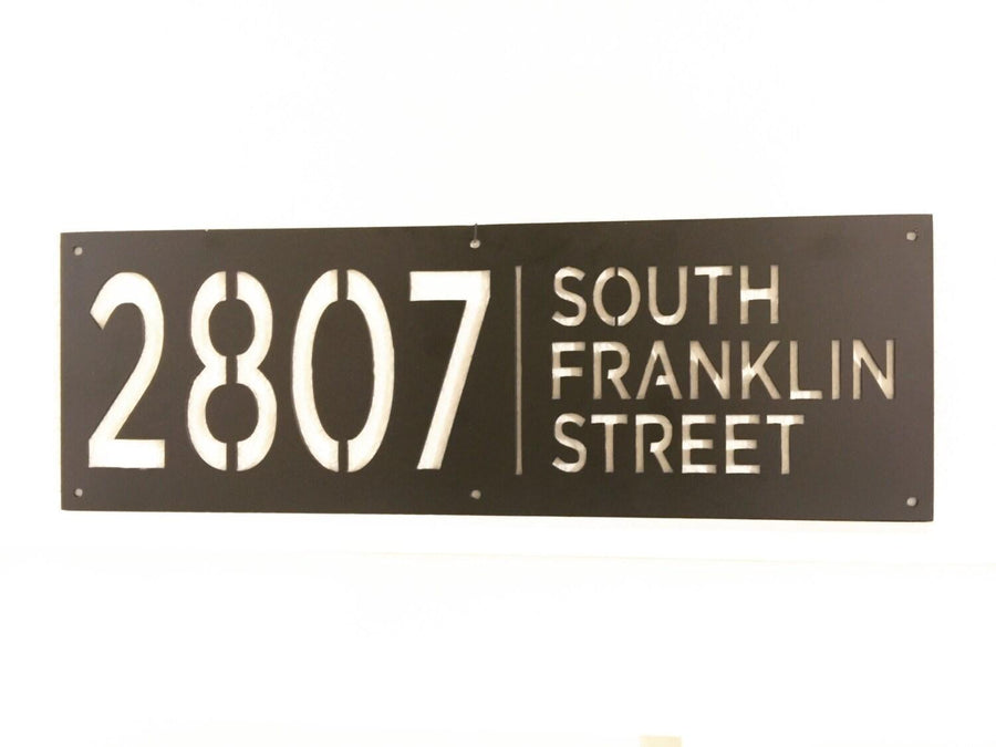 9in x 30in - 12g or 10ga thick - Custom Metal Address Sign House numbers and Street Address Sign - Plasma Cut from Mild Steel