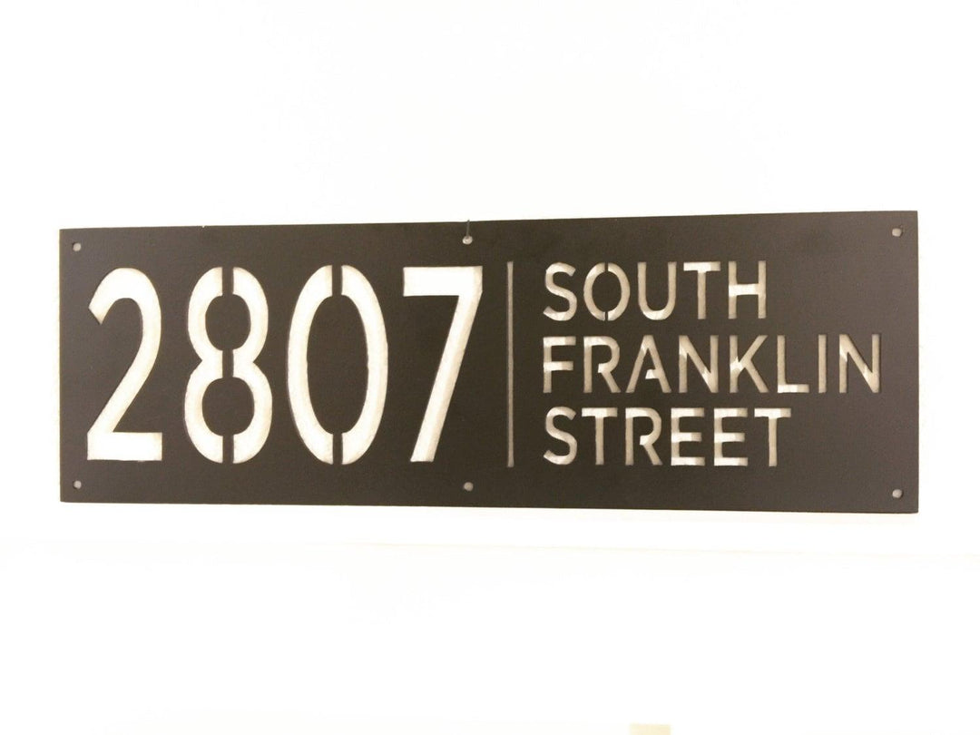 9in x 30in Custom Metal Address Sign House numbers and Street Address Sign - Plasma Cut from Mild Steel