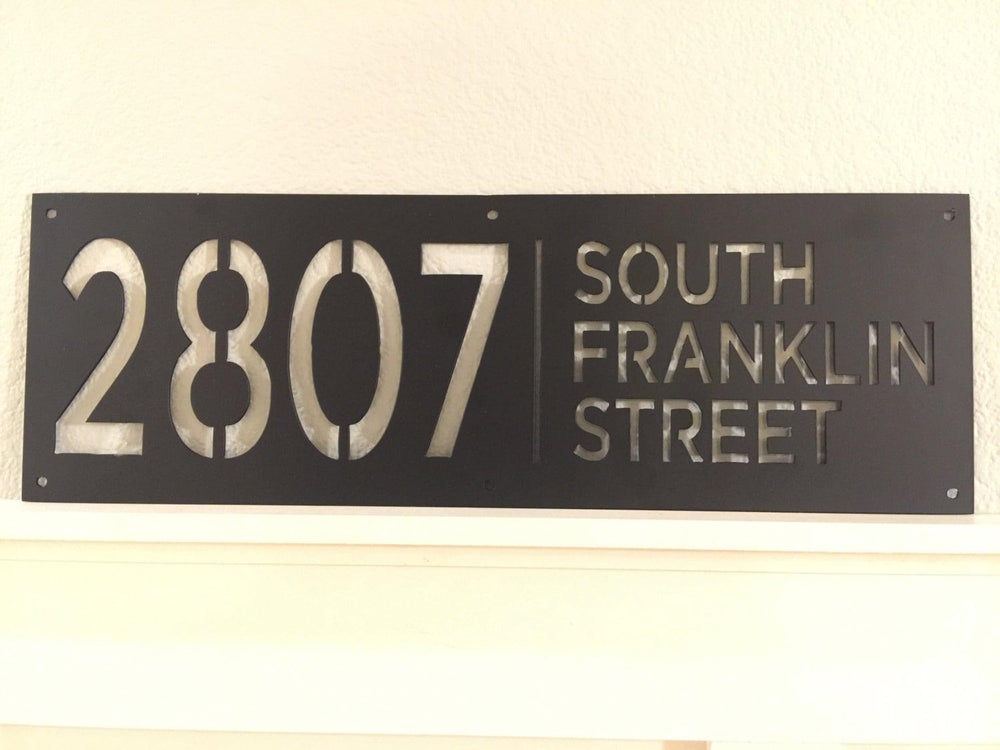 9in x 30in Custom Metal Address Sign House numbers and Street Address Sign - Plasma Cut from Mild Steel